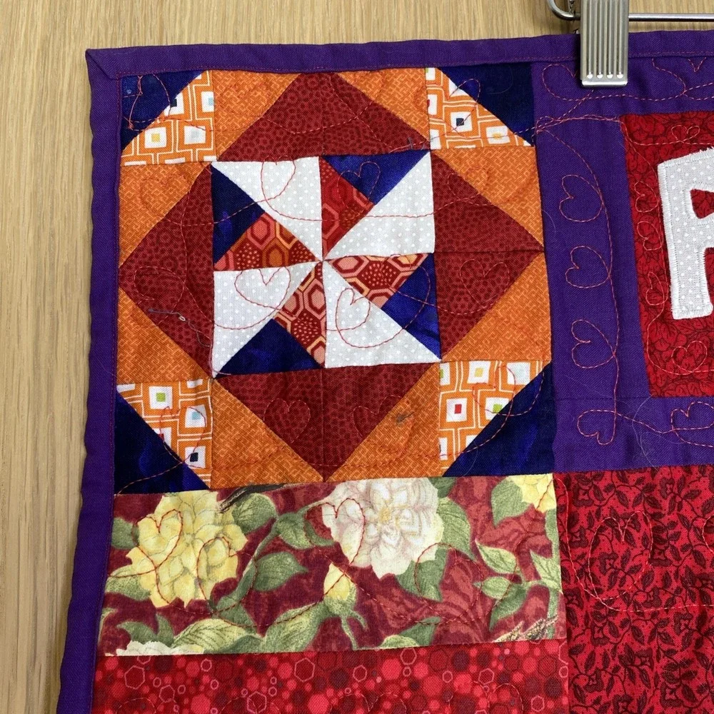 February Valentine's Heart Quilted Wall Hanging Live Love Laugh Welcome 24